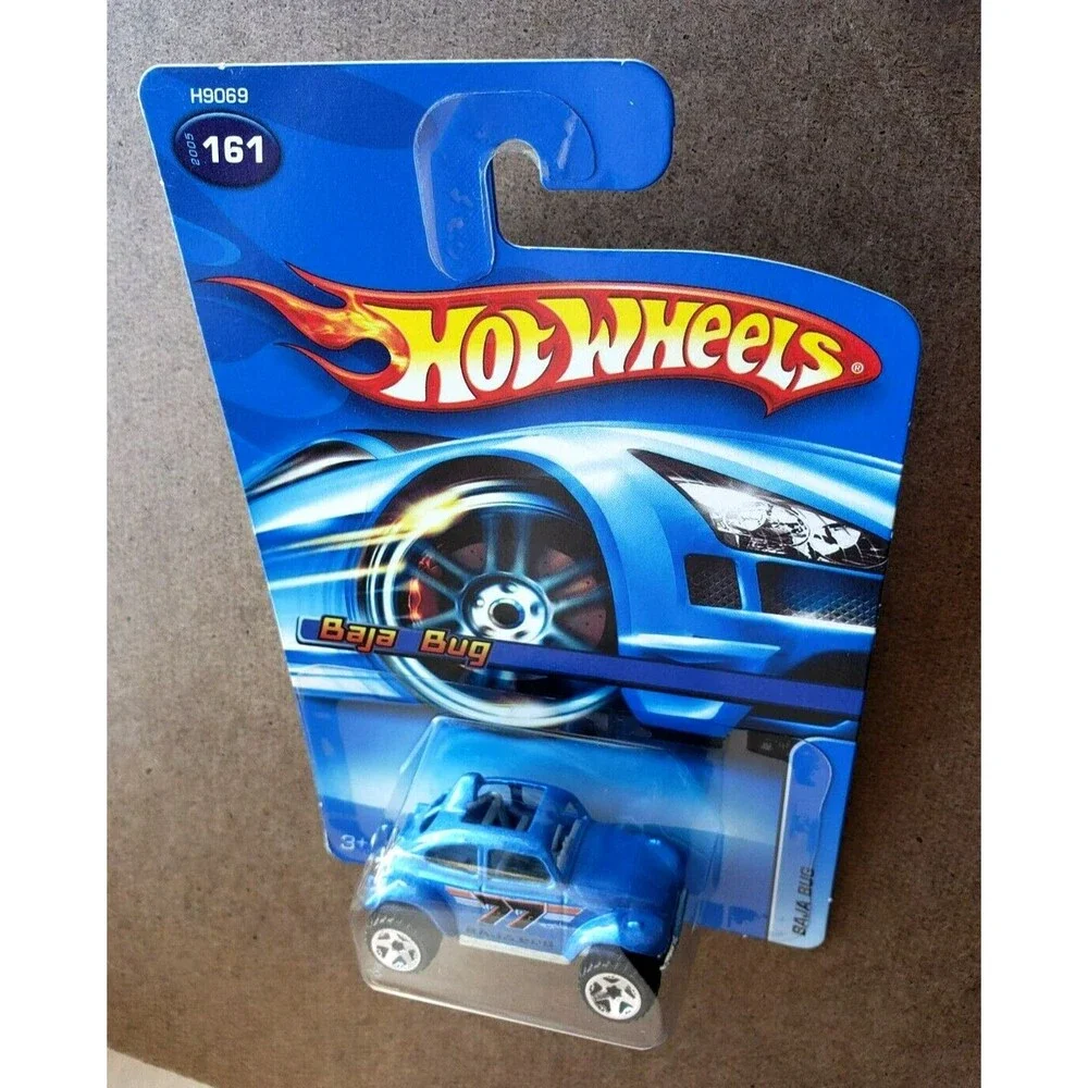 2005 Hot Wheels BAJA BUG Metallic Light Blue Mainline #161 1:64 OFF ROAD 5 Spoke